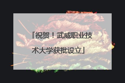 祝贺！武威职业技术大学获批设立