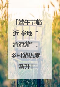 端午节临近 多地“清凉游”、乡村游热度渐升