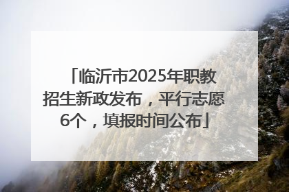 临沂市2025年职教招生新政发布，平行志愿6个，填报时间公布
