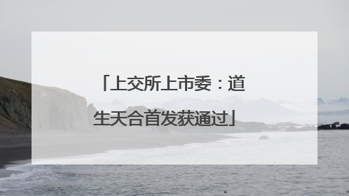 上交所上市委：道生天合首发获通过