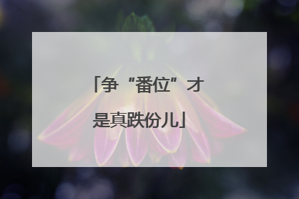 争“番位”才是真跌份儿