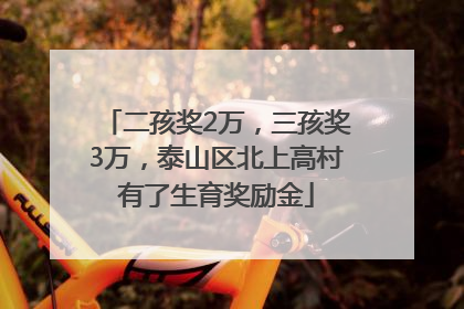 二孩奖2万，三孩奖3万，泰山区北上高村有了生育奖励金