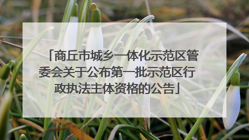商丘市城乡一体化示范区管委会关于公布第一批示范区行政执法主体资格的公告