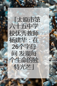 太原市第六十五中学校优秀教师杨建华：在26个字母间 发现每个生命的独特光芒