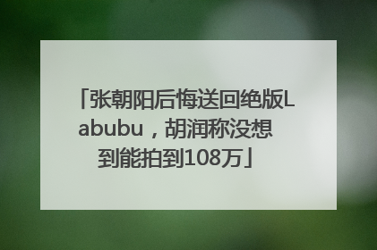 张朝阳后悔送回绝版Labubu，胡润称没想到能拍到108万