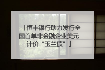 恒丰银行助力发行全国首单非金融企业美元计价“玉兰债”