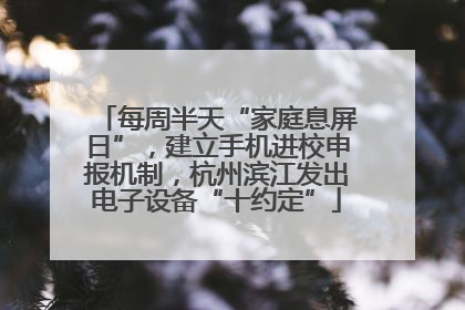 每周半天“家庭息屏日”，建立手机进校申报机制，杭州滨江发出电子设备“十约定”