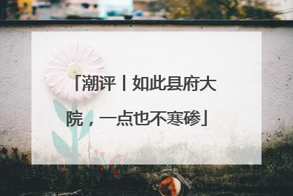 潮评丨如此县府大院，一点也不寒碜