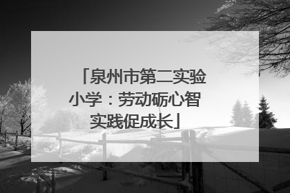 泉州市第二实验小学：劳动砺心智实践促成长