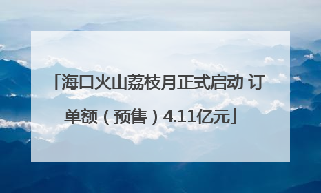 海口火山荔枝月正式启动 订单额（预售）4.11亿元
