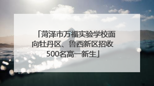 菏泽市万福实验学校面向牡丹区、鲁西新区招收500名高一新生