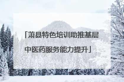 萧县特色培训助推基层中医药服务能力提升