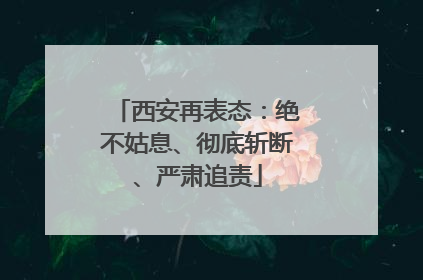 西安再表态：绝不姑息、彻底斩断、严肃追责