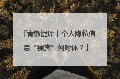 青椒漫评丨个人隐私信息“裸奔”何时休？