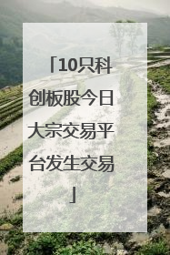10只科创板股今日大宗交易平台发生交易